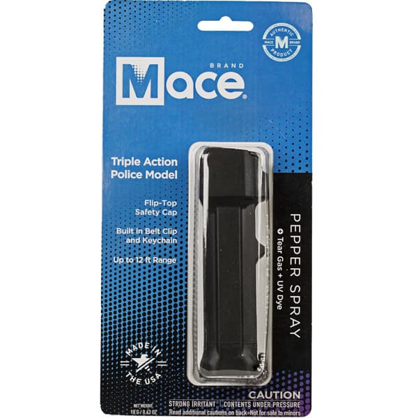 Are Pepper Spray And Tear Gas The Same? The Mace Triple Action Police Model contains tear gas for extra protection.