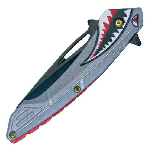Assisted Open Folding Pocket Knife With Shark Design - Image 3