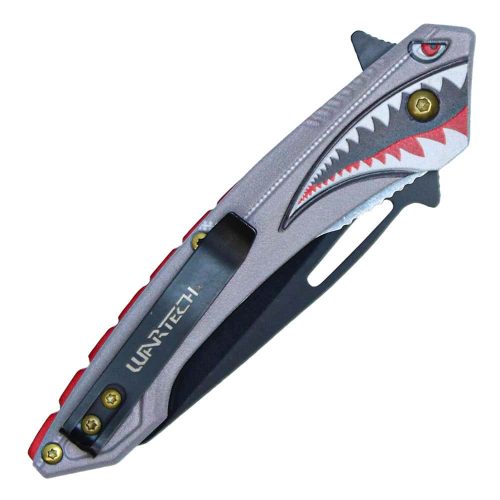 Assisted Open Folding Pocket Knife With Shark Design - Image 4