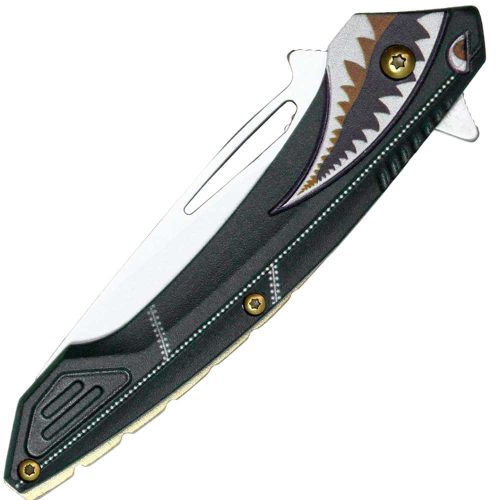 Assisted Open Folding Pocket Knife With Shark Design - Image 7