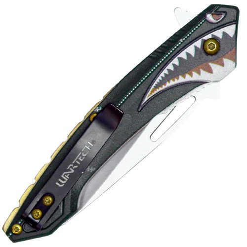 Assisted Open Folding Pocket Knife With Shark Design - Image 8