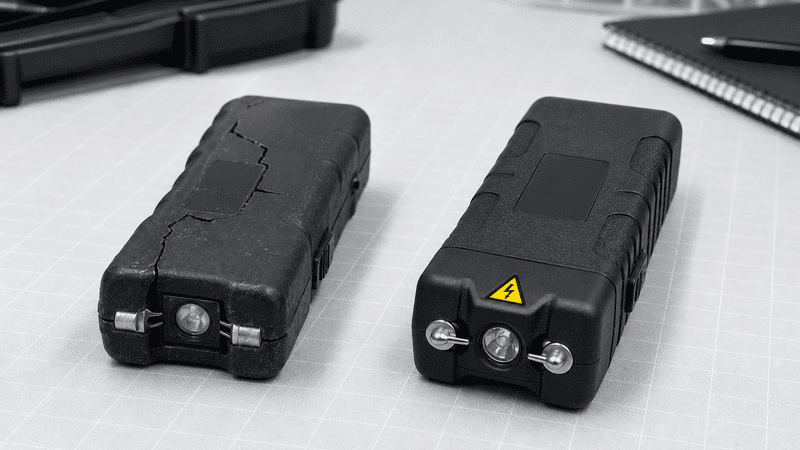 Stun Gun Quality Comparison | Nittany Self Defense | Nittany Self Defense Two stun guns displayed side by side for comparison of design features and overall quality